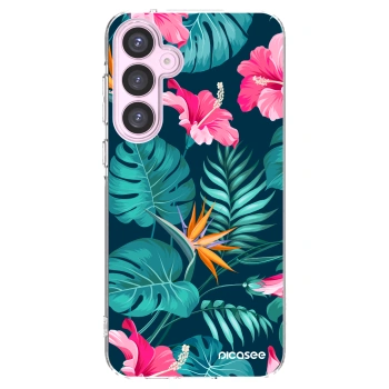 Picasee silikonski prozorni ovitek za Samsung Galaxy A55 5G A556B - Pink Monstera