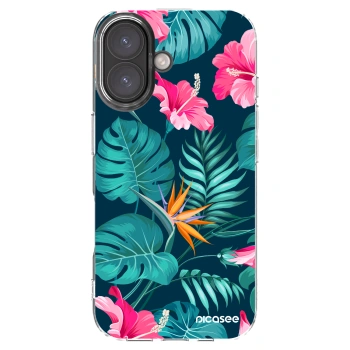 Picasee silikonski prozorni ovitek za Apple iPhone 16 - Pink Monstera