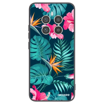 Picasee silikonski črni ovitek za Realme 12 Pro 5G - Pink Monstera