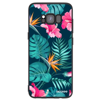 Picasee silikonski črni ovitek za Samsung Galaxy S8 G950F - Pink Monstera