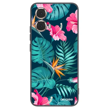 Picasee silikonski črni ovitek za Motorola Moto G85 - Pink Monstera