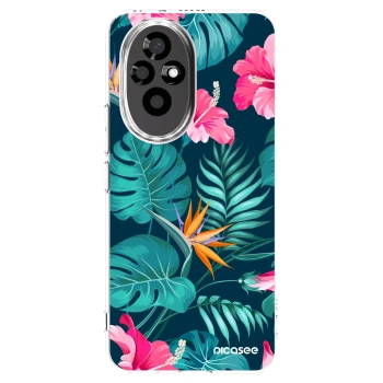 Picasee silikonski prozorni ovitek za Honor 200 Pro 5G - Pink Monstera