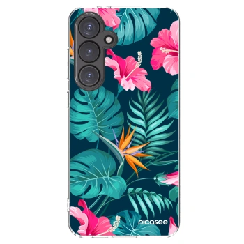 Picasee silikonski prozorni ovitek za Samsung Galaxy S24 FE S721B - Pink Monstera