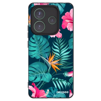 Picasee silikonski črni ovitek za Xiaomi Redmi Note 14 5G - Pink Monstera