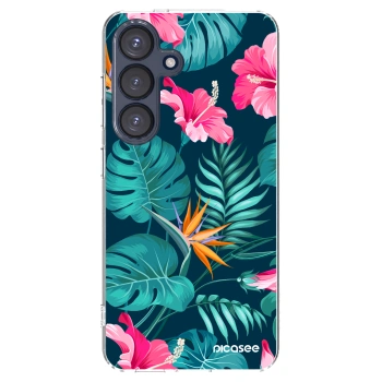 Picasee silikonski prozorni ovitek za Samsung Galaxy S25 5G - Pink Monstera