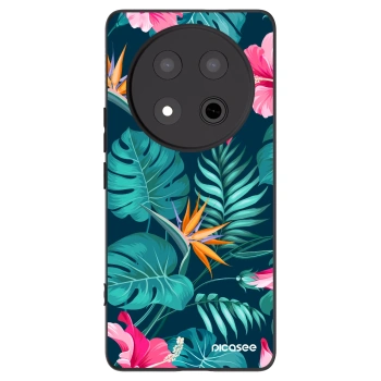 Picasee silikonski črni ovitek za Honor Magic7 Lite 5G - Pink Monstera