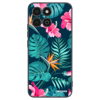 Picasee silikonski črni ovitek za Honor 200 Smart 5G - Pink Monstera