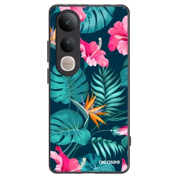 Picasee silikonski črni ovitek za Vivo V50 Lite 5G - Pink Monstera