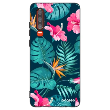 Picasee silikonski črni ovitek za Huawei P30 - Pink Monstera