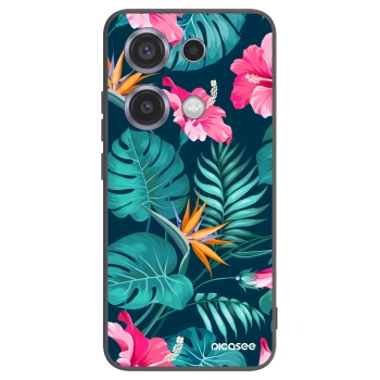 Picasee silikonski črni ovitek za Xiaomi Redmi Note 14S - Pink Monstera