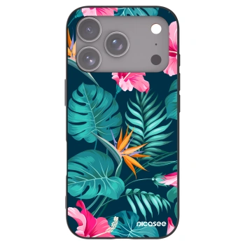 Picasee silikonski črni ovitek za Apple iPhone 17 Pro - Pink Monstera