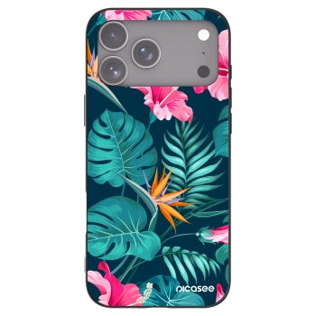 Picasee silikonski črni ovitek za Apple iPhone 17 Pro Max - Pink Monstera