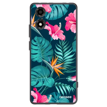 Picasee silikonski črni ovitek za Motorola Moto E14 - Pink Monstera