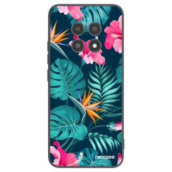 Picasee silikonski črni ovitek za Realme 12X - Pink Monstera