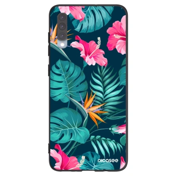 Picasee silikonski črni ovitek za Samsung Galaxy A70 A705F - Pink Monstera