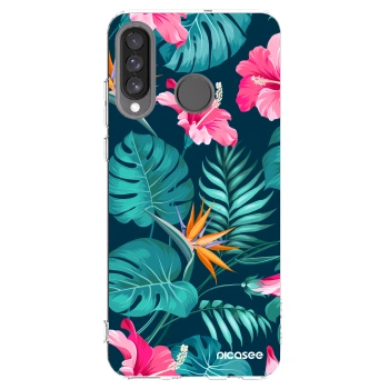 Picasee silikonski prozorni ovitek za Huawei P30 Lite - Pink Monstera
