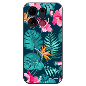 Picasee silikonski črni ovitek za OPPO Find X9 Pro - Pink Monstera
