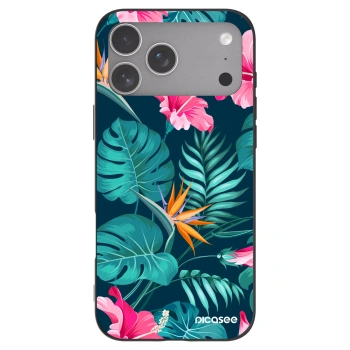 Picasee silikonski črni ovitek za Apple iPhone 18 Pro Max - Pink Monstera