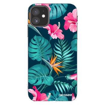 Picasee silikonski prozorni ovitek za Apple iPhone 11 - Pink Monstera