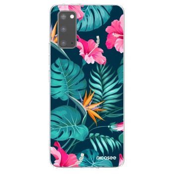 Picasee silikonski prozorni ovitek za Samsung Galaxy S20 G980F - Pink Monstera