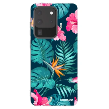 Picasee silikonski prozorni ovitek za Samsung Galaxy S20 Ultra 5G G988F - Pink Monstera