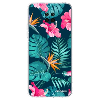 Picasee silikonski prozorni ovitek za Xiaomi Redmi Note 9 Pro - Pink Monstera