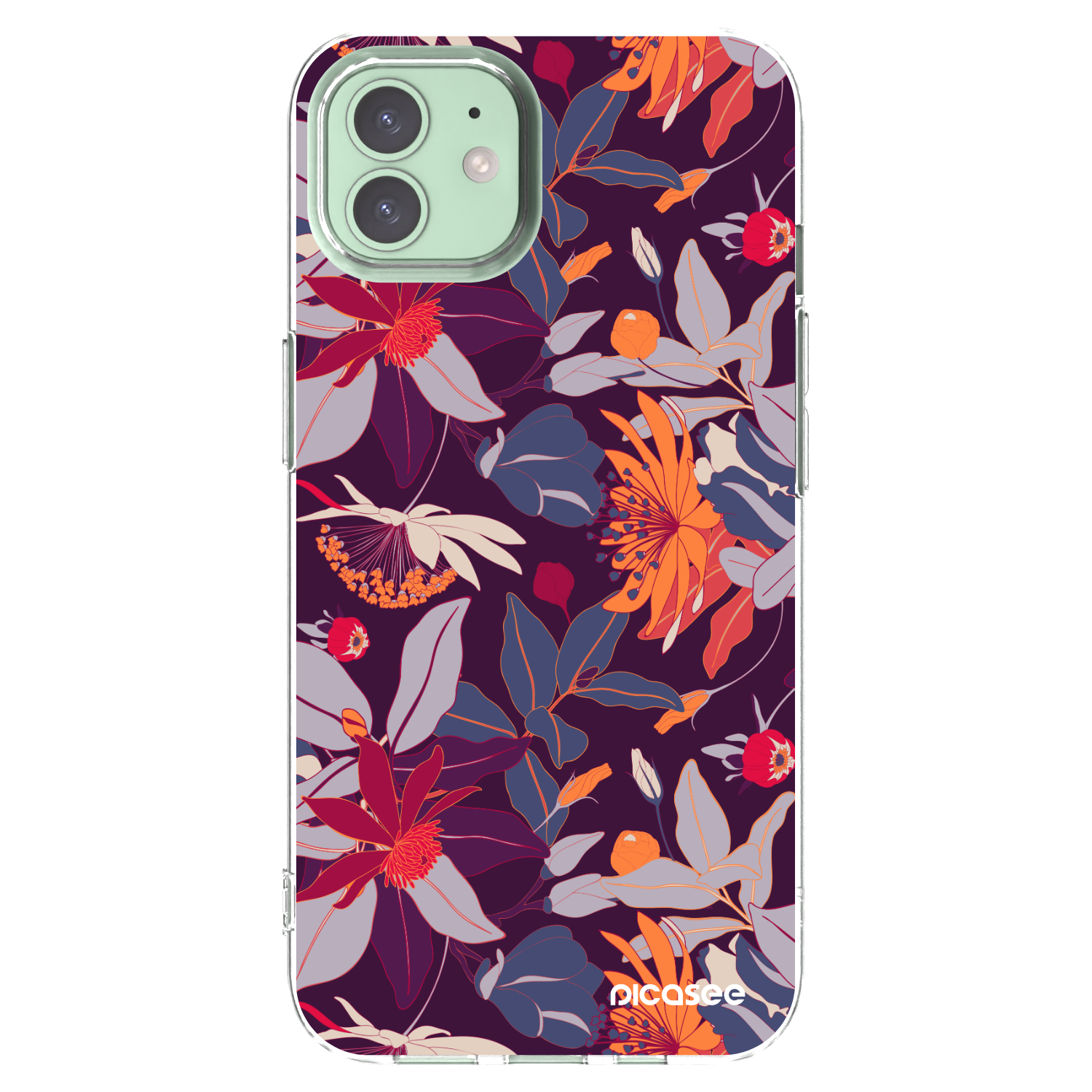 Picasee silikonski prozorni ovitek za Apple iPhone 12 Pro - Purple Leaf
