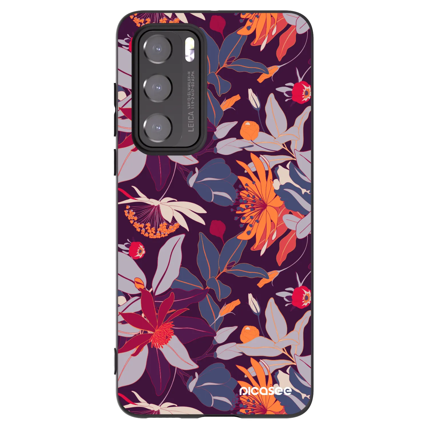 Picasee silikonski črni ovitek za Huawei P40 - Purple Leaf