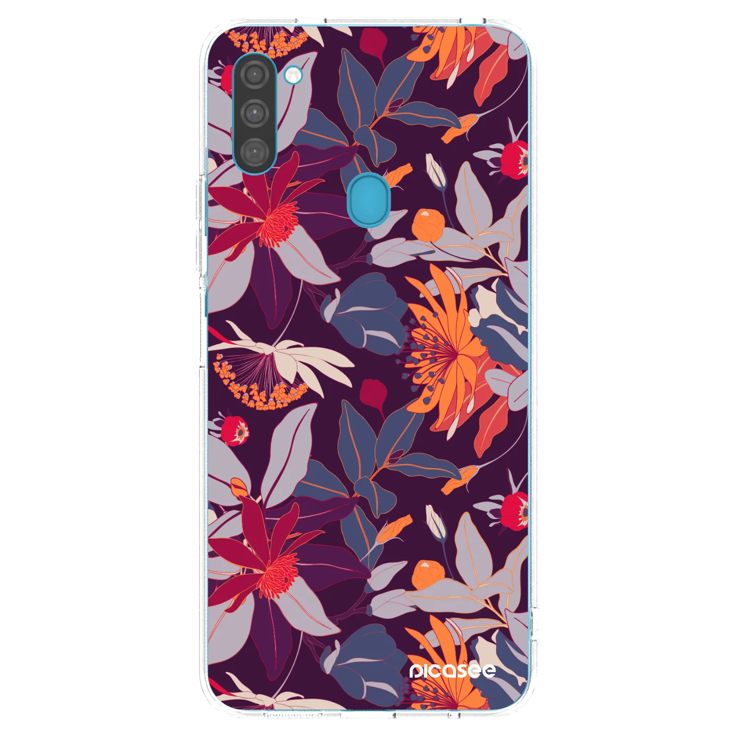 Picasee silikonski prozorni ovitek za Samsung Galaxy M11 - Purple Leaf