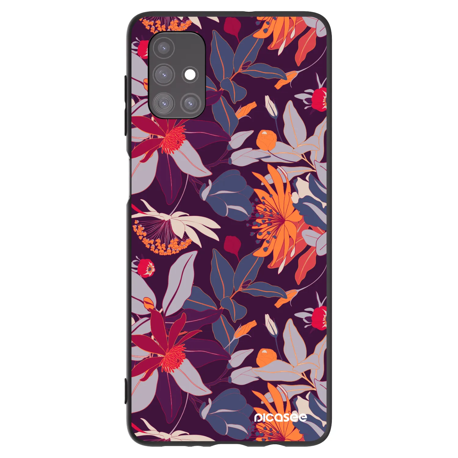 Picasee silikonski črni ovitek za Samsung Galaxy M51 M515F - Purple Leaf