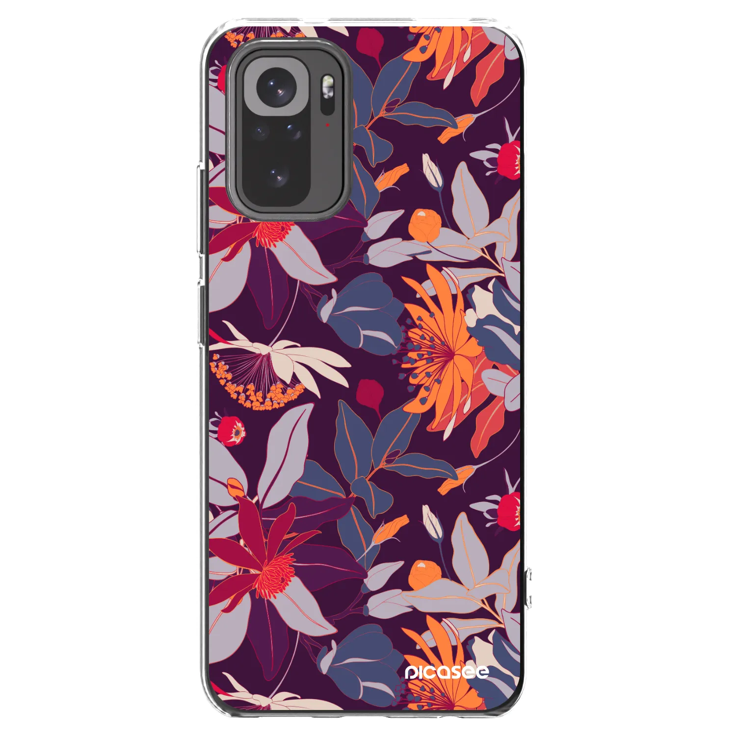 Picasee silikonski prozorni ovitek za Xiaomi Redmi Note 10 - Purple Leaf