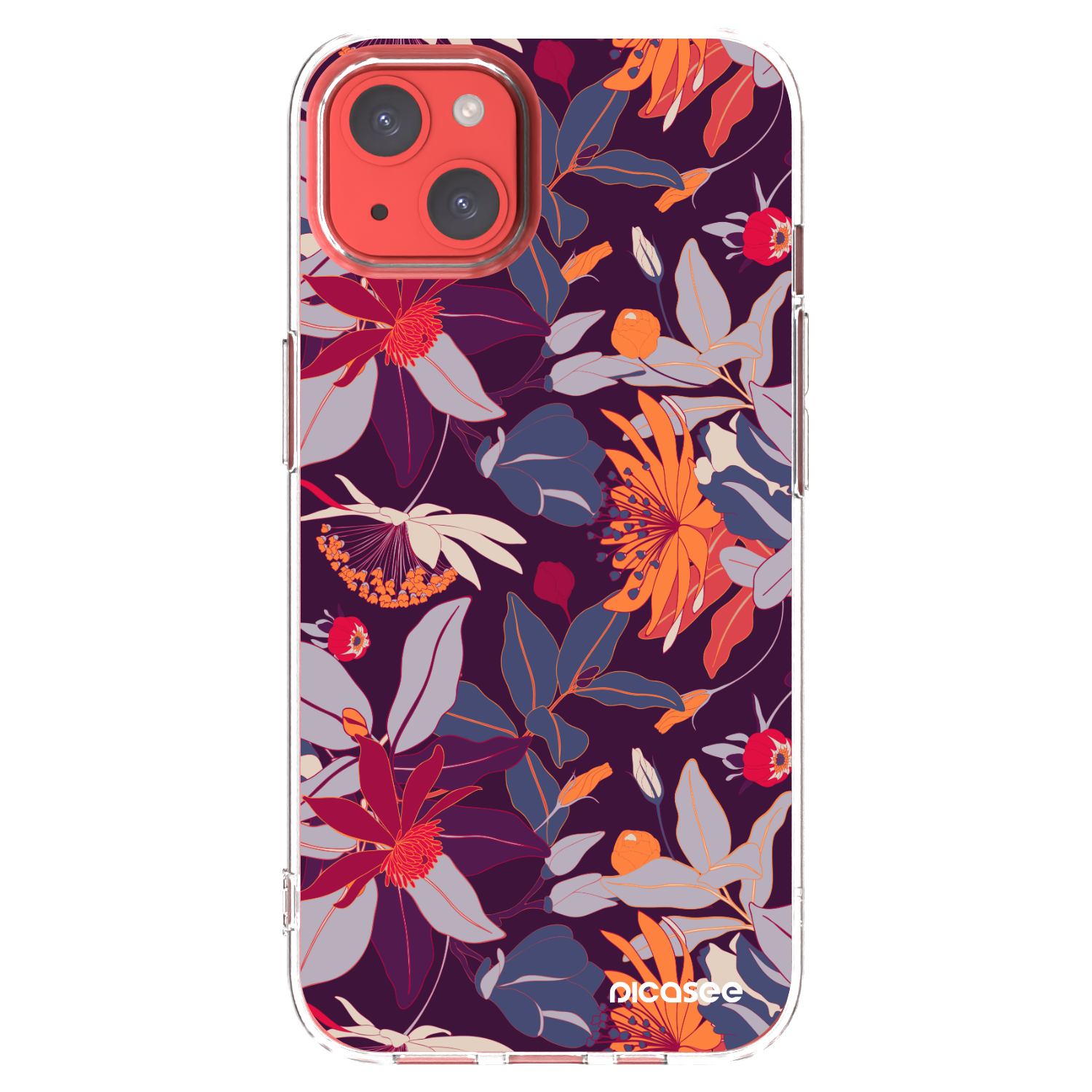 Picasee silikonski prozorni ovitek za Apple iPhone 13 - Purple Leaf