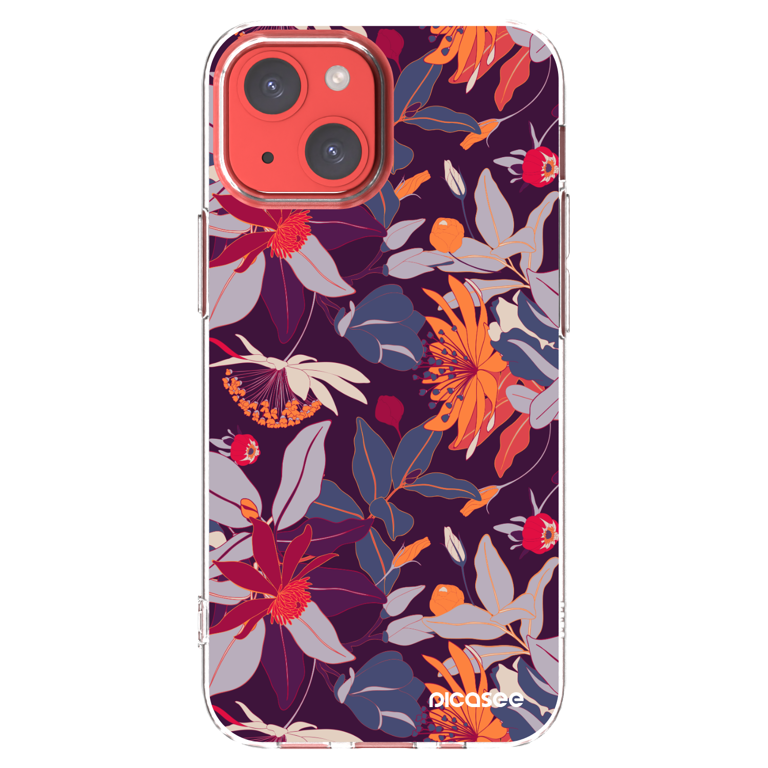 Picasee silikonski prozorni ovitek za Apple iPhone 13 mini - Purple Leaf