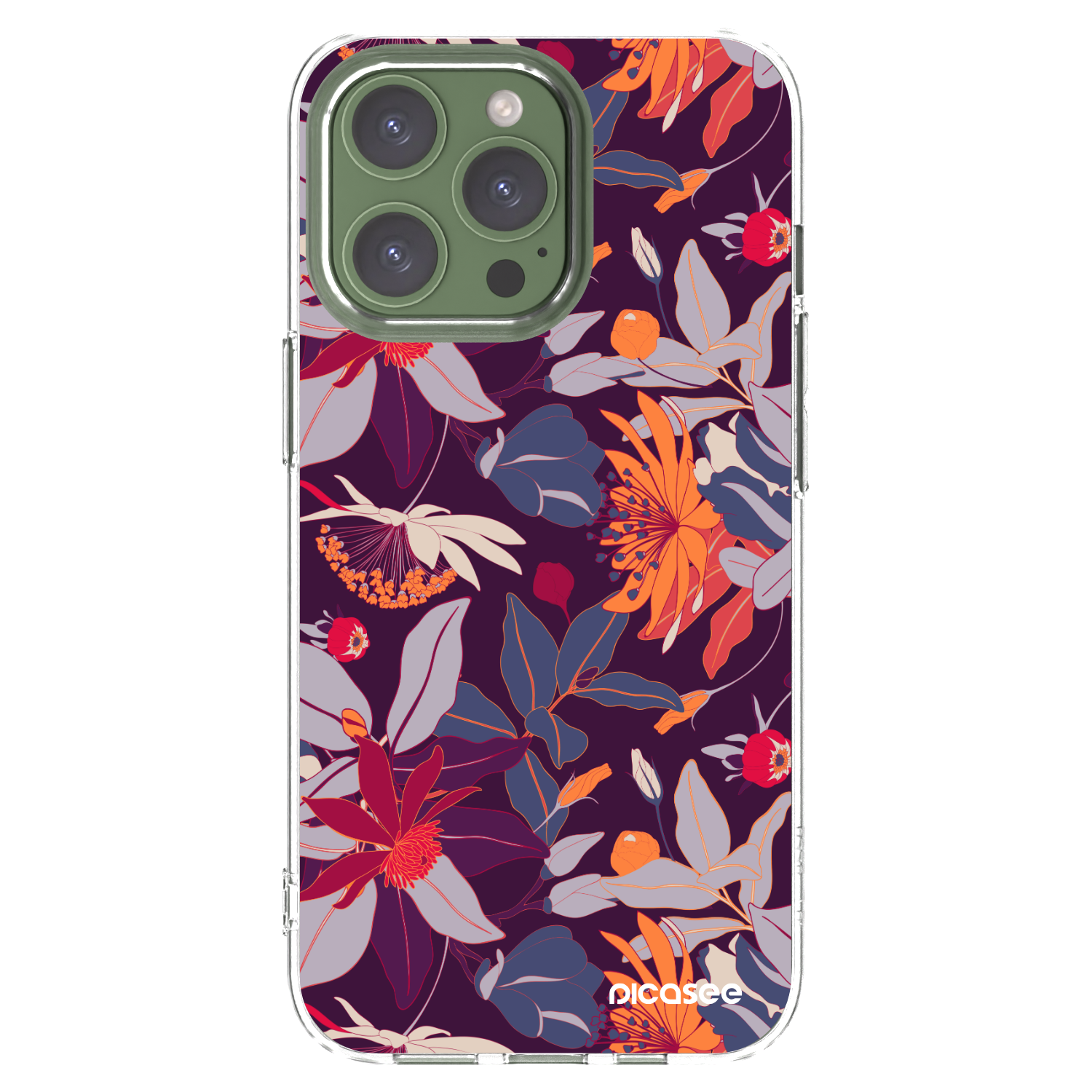 Picasee silikonski prozorni ovitek za Apple iPhone 13 Pro - Purple Leaf