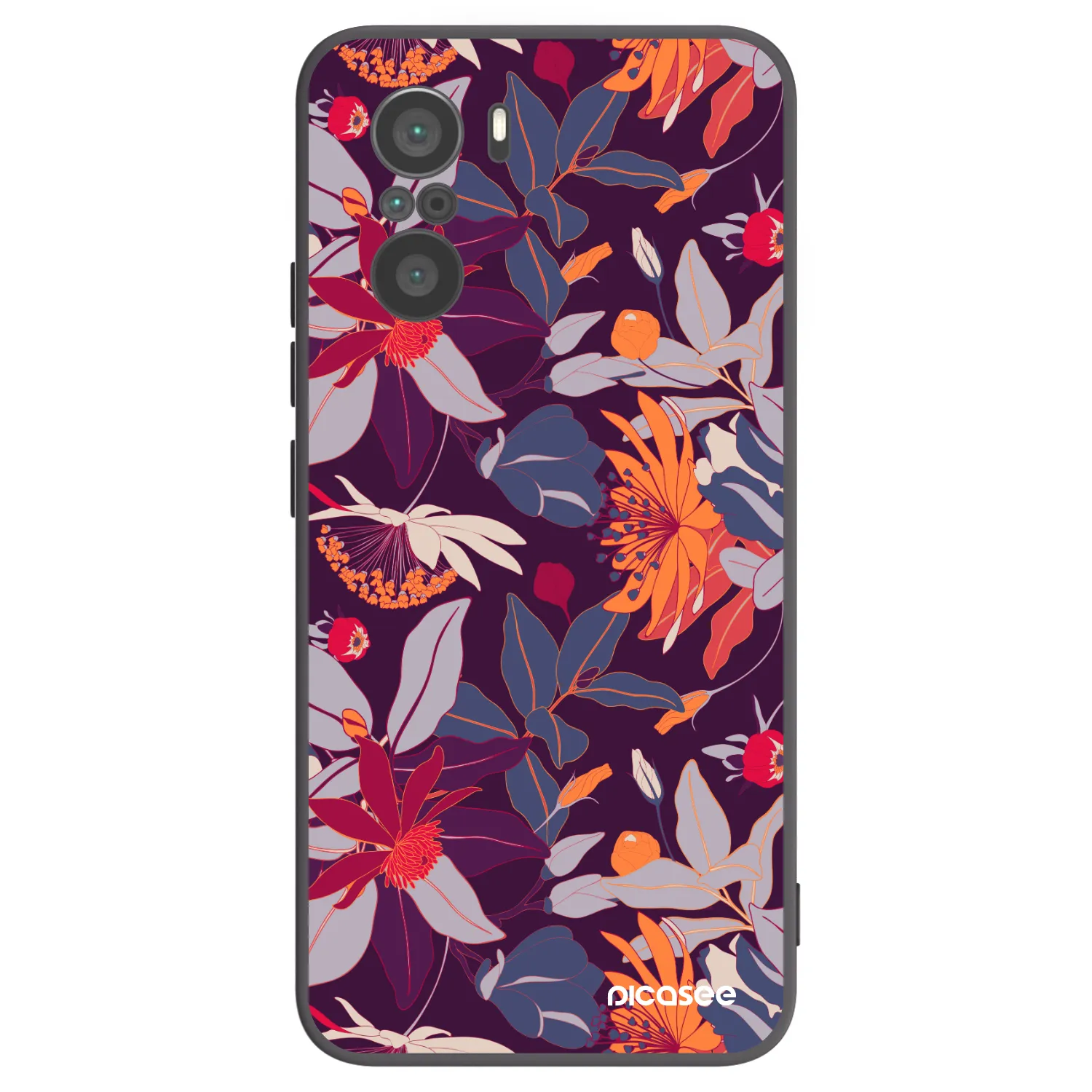 Picasee silikonski črni ovitek za Xiaomi Poco F3 - Purple Leaf