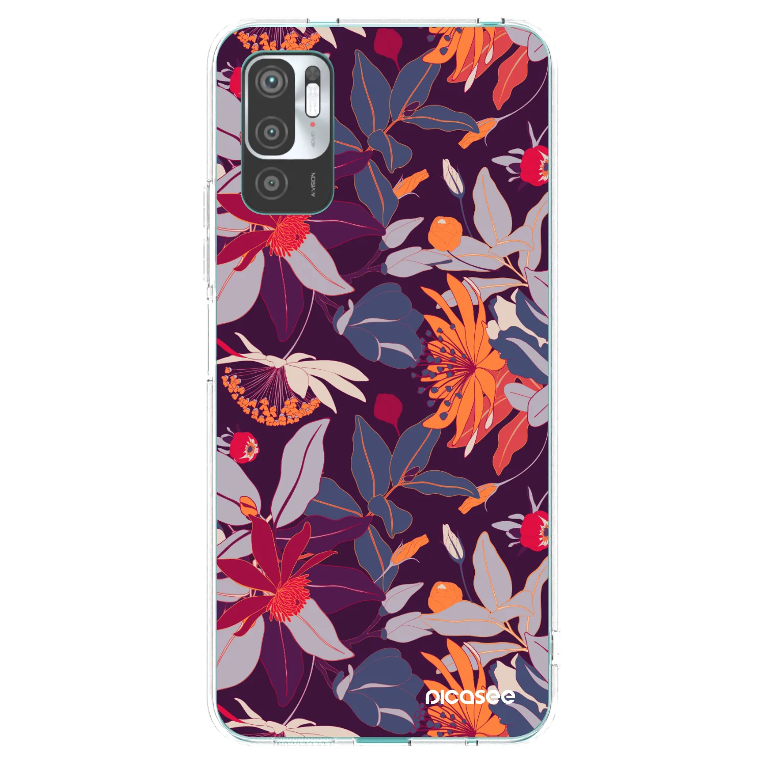 Picasee silikonski prozorni ovitek za Xiaomi Redmi Note 10 5G - Purple Leaf