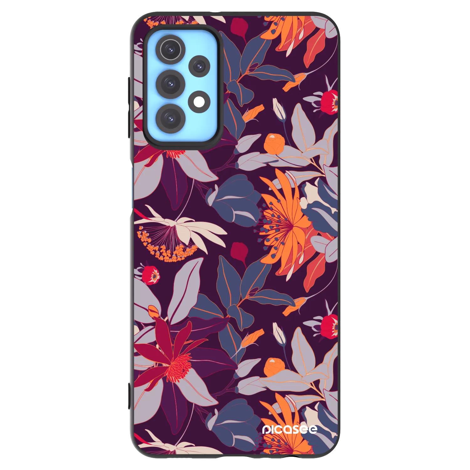 Picasee silikonski črni ovitek za Samsung Galaxy A32 4G SM-A325F - Purple Leaf