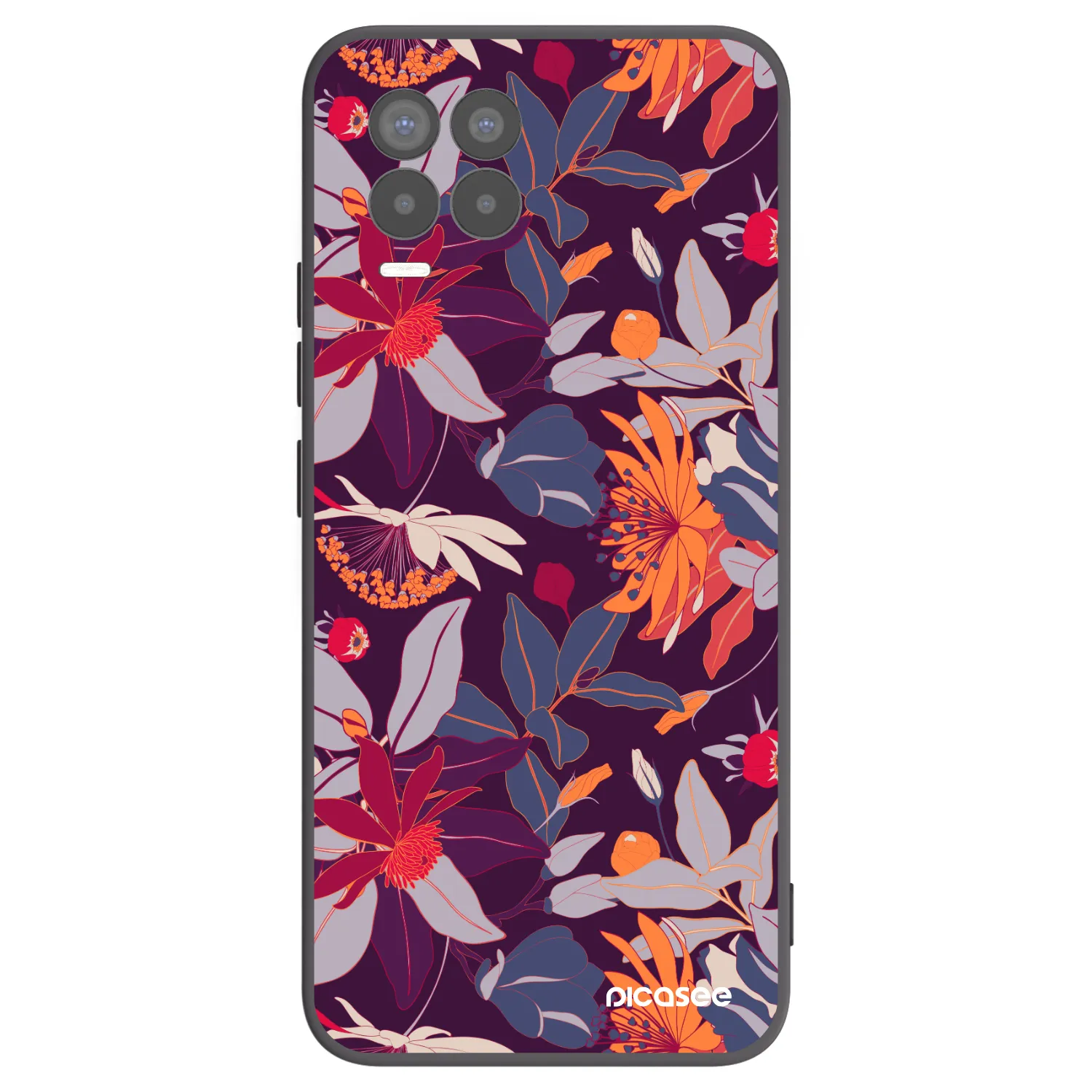 Picasee silikonski črni ovitek za Realme 8 4G - Purple Leaf