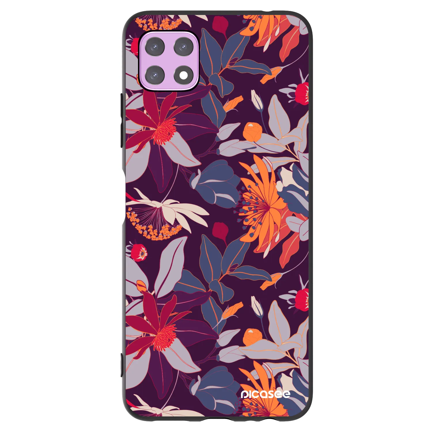 Picasee silikonski črni ovitek za Samsung Galaxy A22 A226B 5G - Purple Leaf