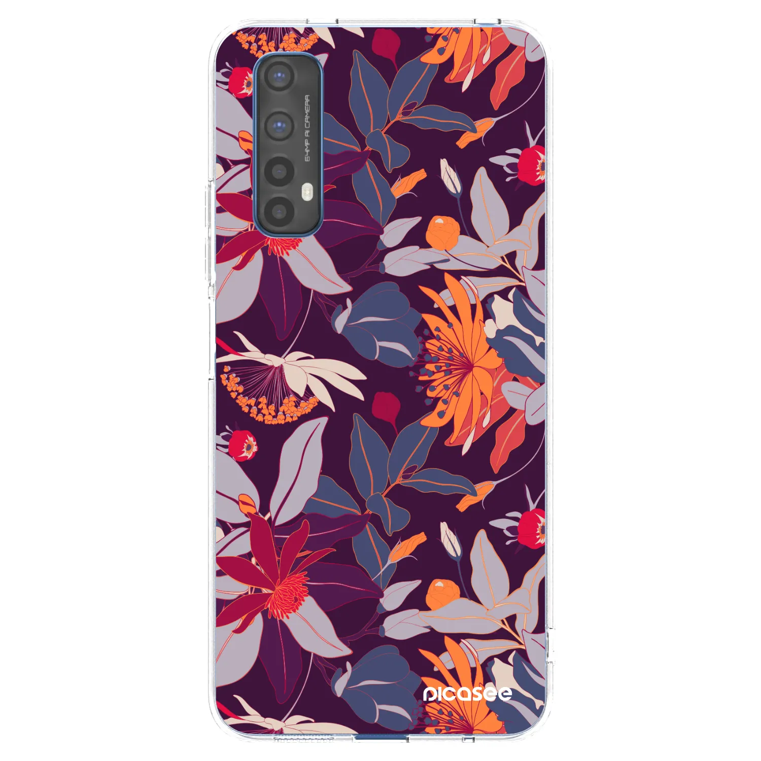 Picasee silikonski prozorni ovitek za Realme 7 - Purple Leaf
