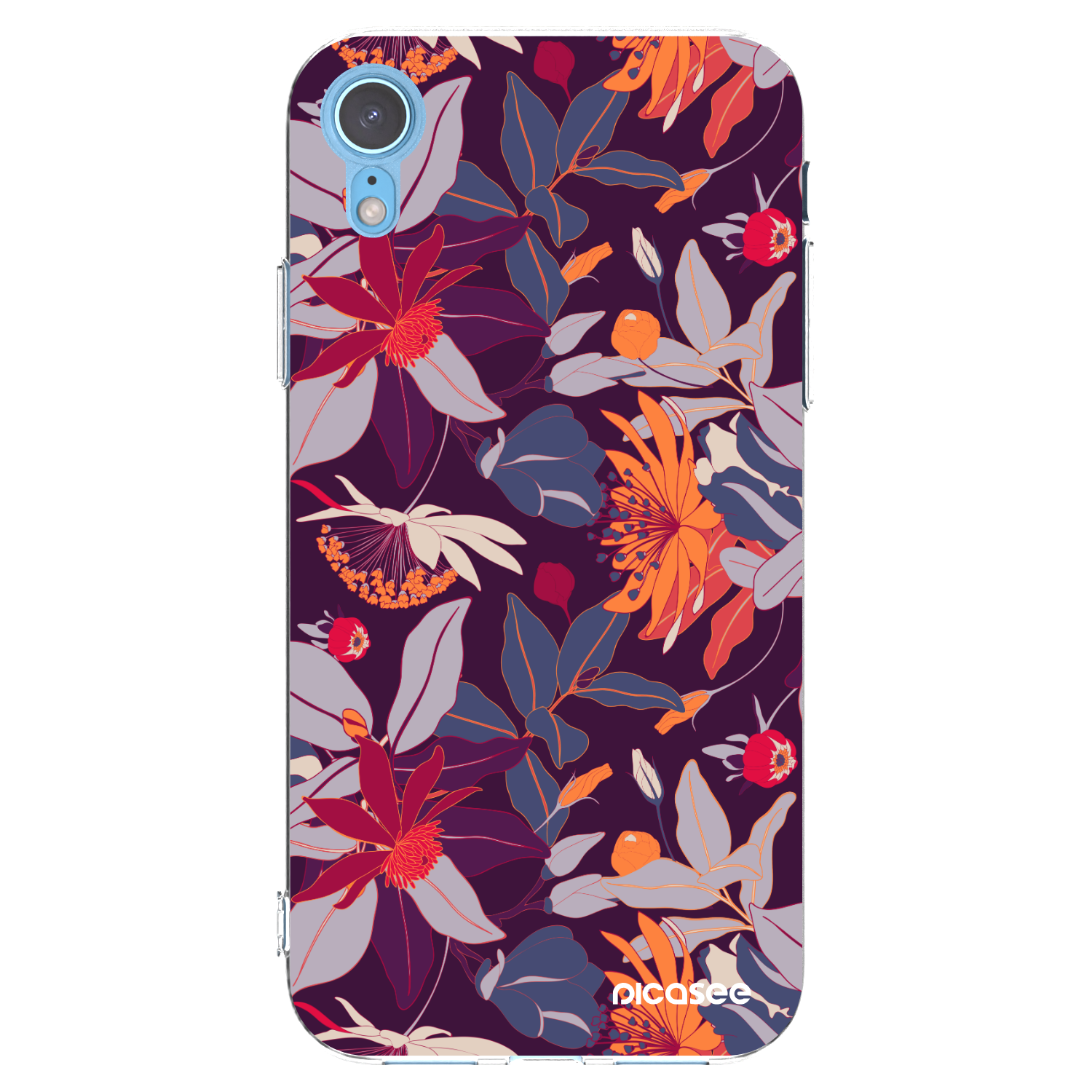 Picasee silikonski prozorni ovitek za Apple iPhone XR - Purple Leaf