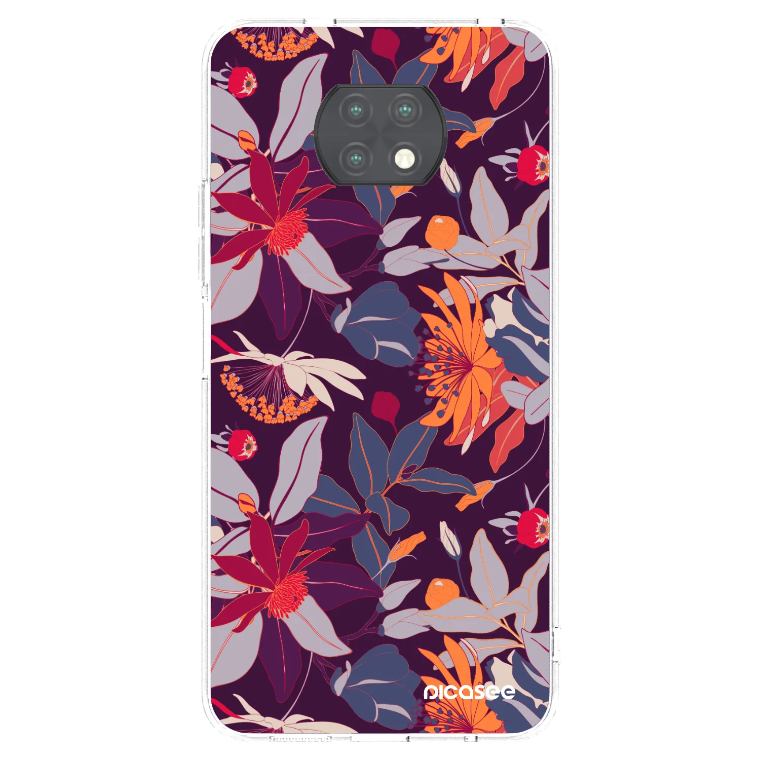 Picasee silikonski prozorni ovitek za Xiaomi Redmi Note 9T - Purple Leaf
