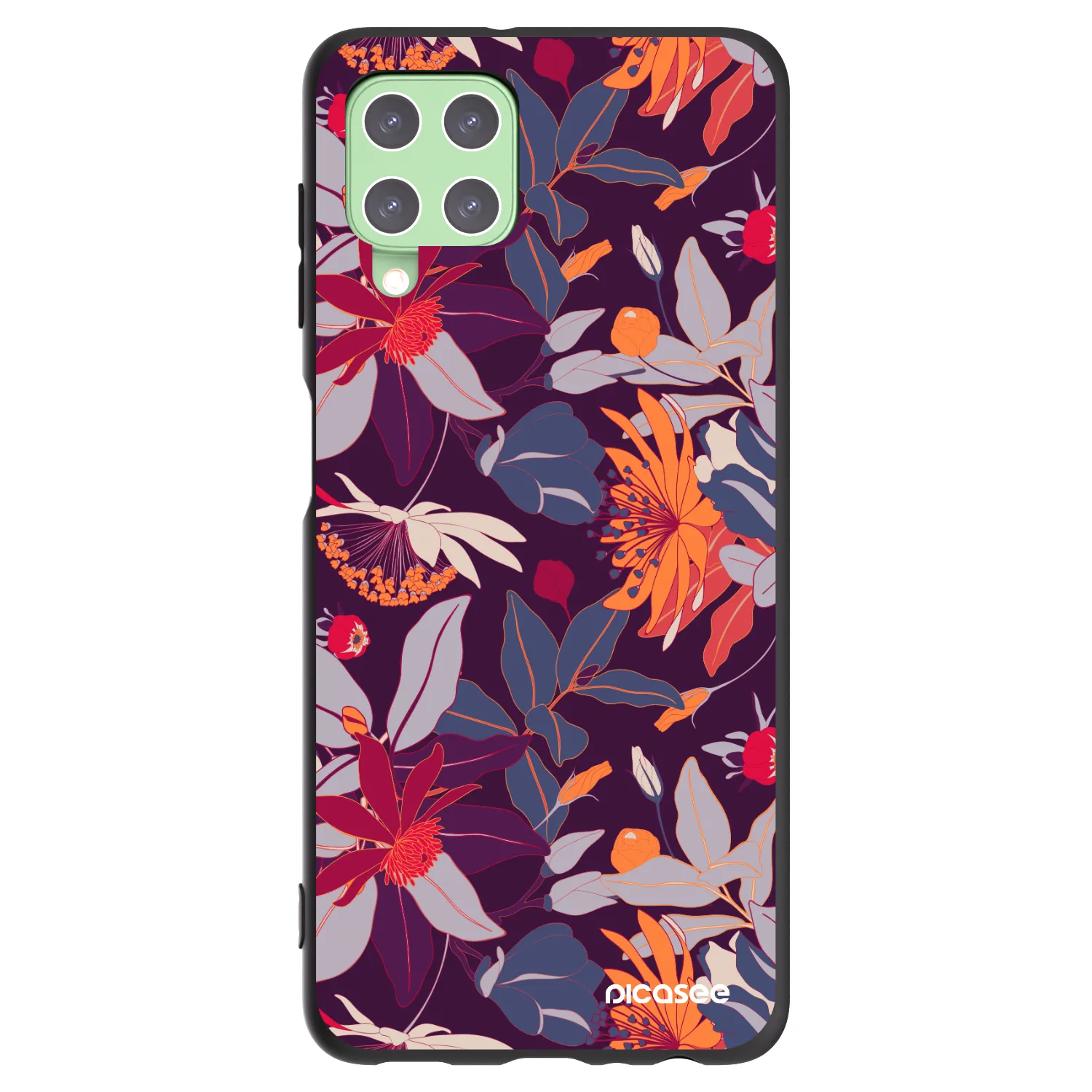 Picasee silikonski črni ovitek za Samsung Galaxy A22 A225F 4G - Purple Leaf