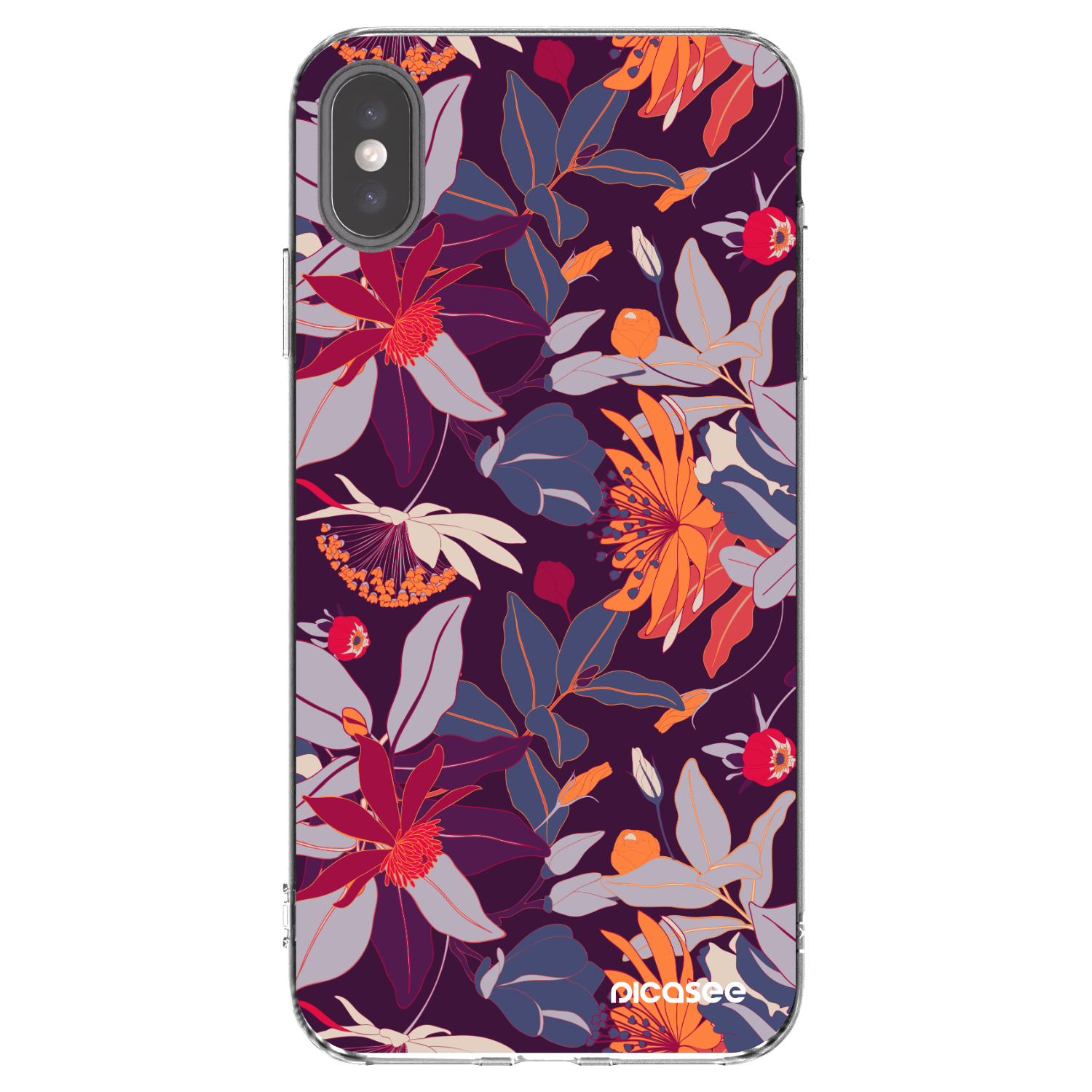 Picasee silikonski prozorni ovitek za Apple iPhone XS Max - Purple Leaf