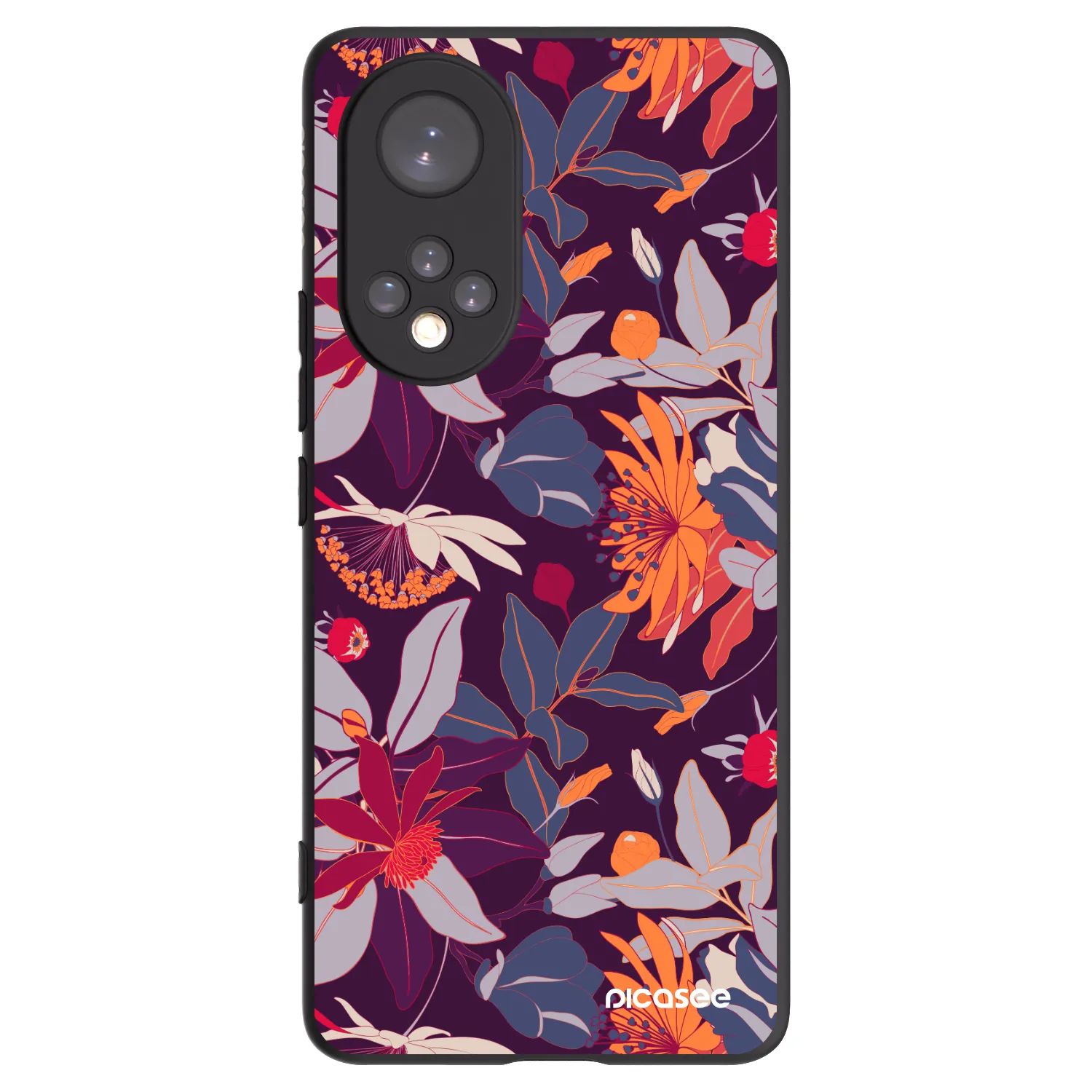Picasee silikonski črni ovitek za Honor 50 5G - Purple Leaf