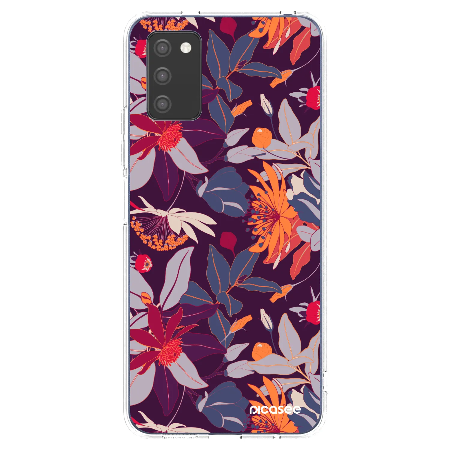Picasee silikonski prozorni ovitek za Samsung Galaxy A03s A037G - Purple Leaf