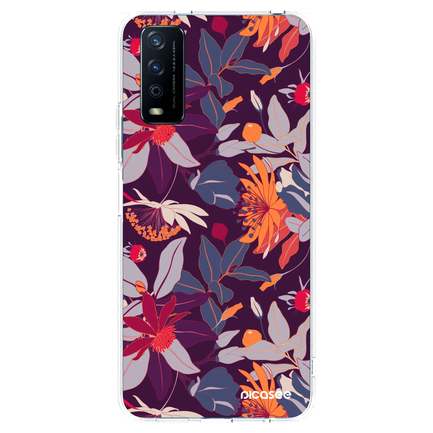 Picasee silikonski prozorni ovitek za Vivo Y11s - Purple Leaf