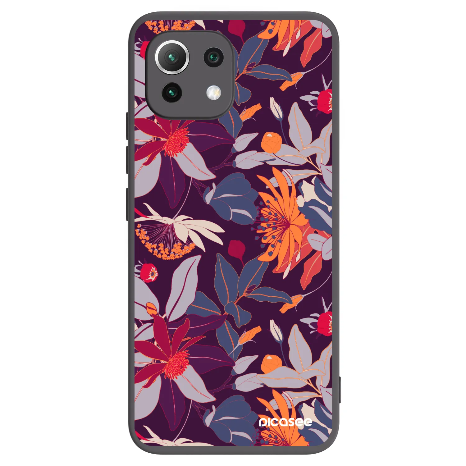 Picasee silikonski črni ovitek za Xiaomi 11 Lite 5G NE - Purple Leaf