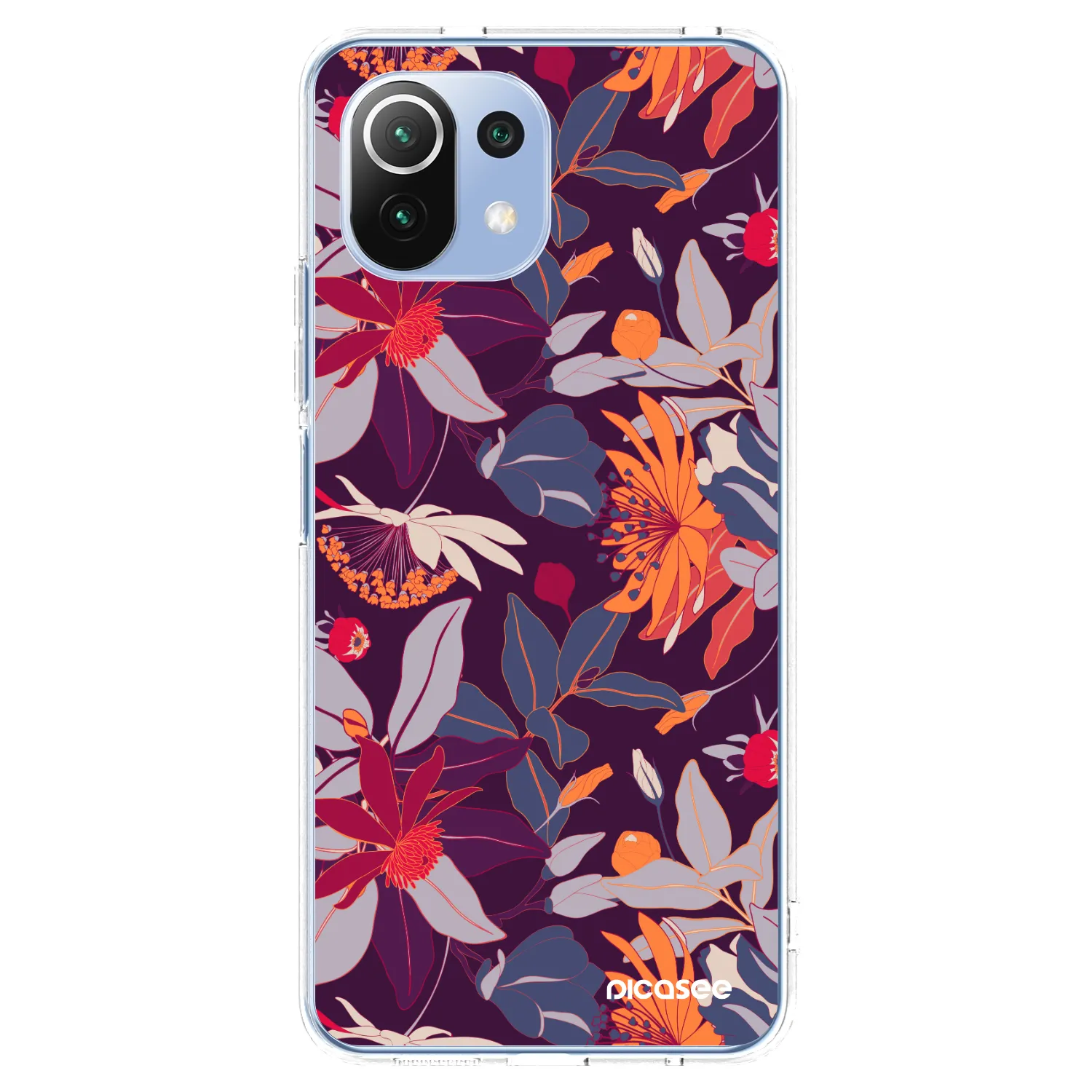 Picasee silikonski prozorni ovitek za Xiaomi 11 Lite 5G NE - Purple Leaf