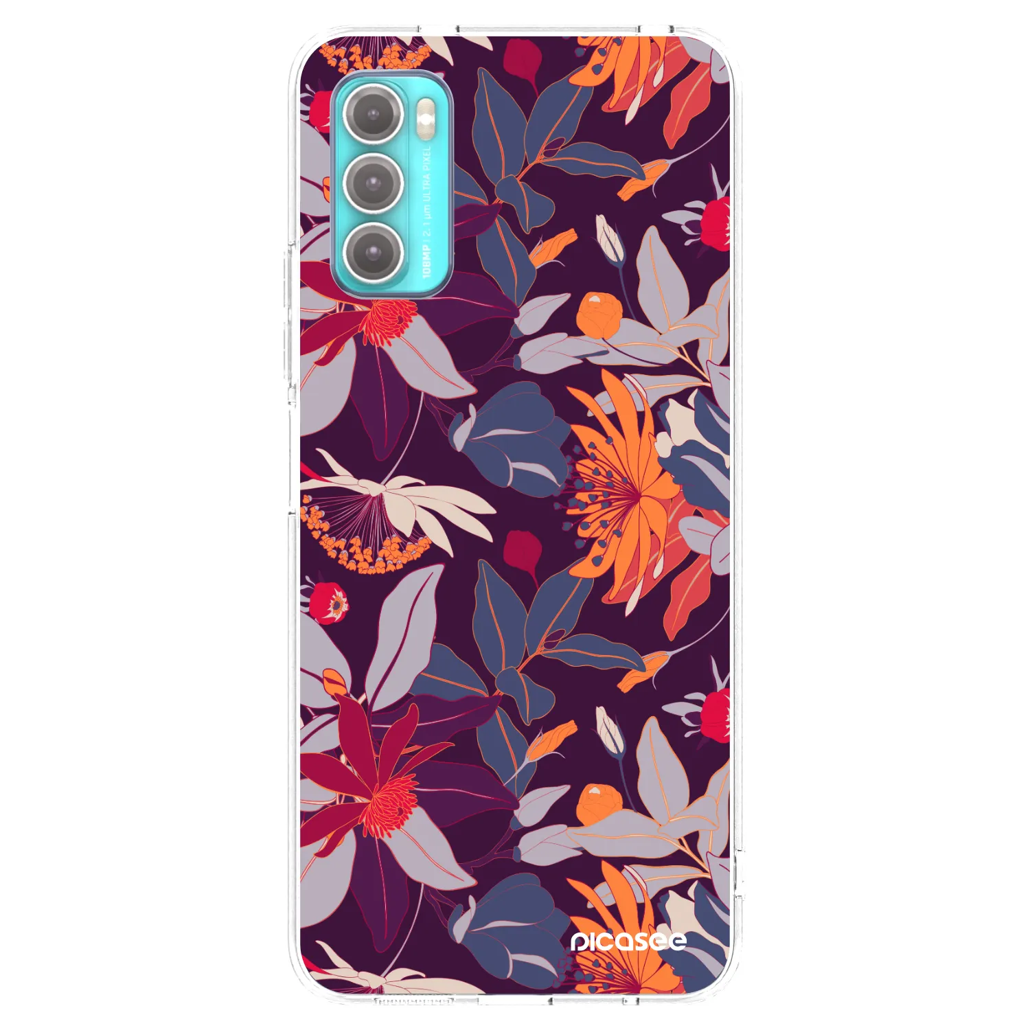 Picasee silikonski prozorni ovitek za Motorola Moto G60 - Purple Leaf